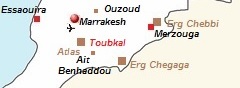 Kaart van de omgeving van Merzouga